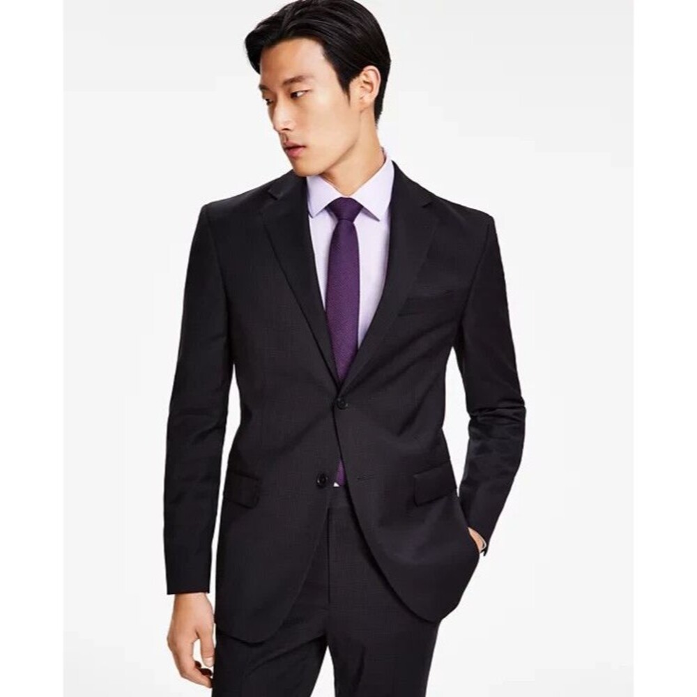 DKNY Men's Modern-Fit Stretch Suit Jacket, Black, 36 Short